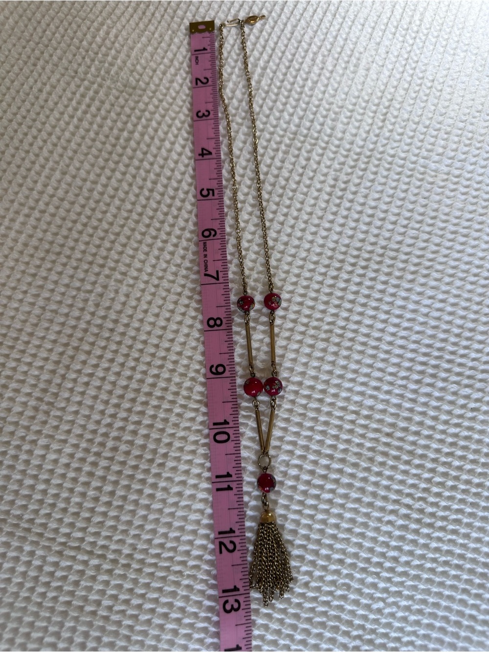 Sarah Coventry Gold-tone Necklace with Red Beads and Tassel - Picture 12 of 13